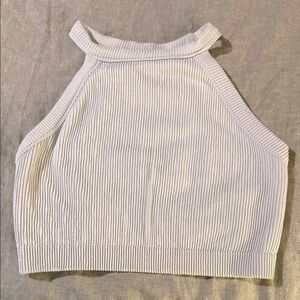 Aerie White Ribbed Halter Top